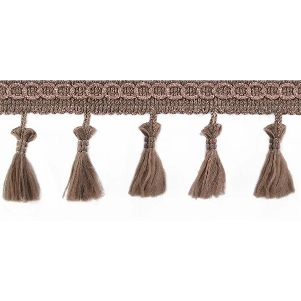Image of fringe ribbon with tassels 55 mm - dark beige – available at Charlotte's Fabrics