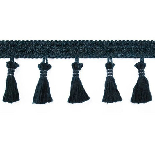 Image of fringe ribbon with tassels 55 mm - dark green – available at Charlotte's Fabrics