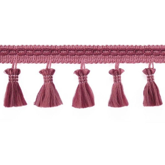 Image of fringe ribbon with tassels 55 mm - old rose – available at Šarlotes audumi