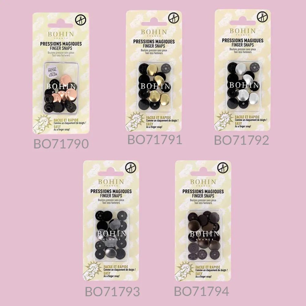 Zdjęcie przedstawiające napy BOHIN Magic bez szczypiec 14 mm – Rose Gold, 4 szt. – dostępne online w Šarlotes audumi