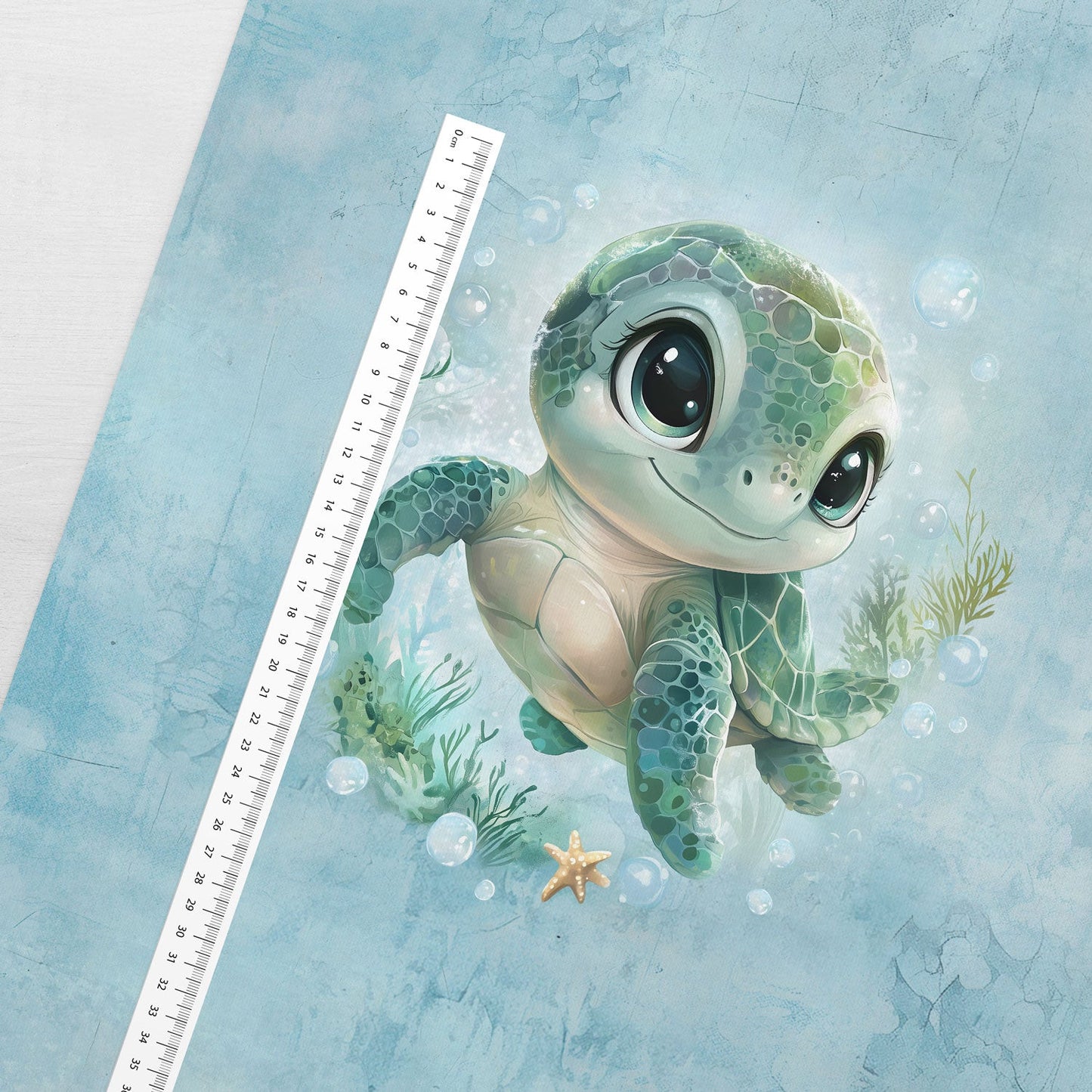 Image of a loopback knit panel 40x50 cm - turtle friend 250 g/m² – available at Šarlotes audumi