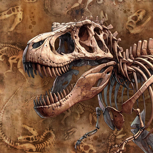 Image with loopback knit panel 40x50 cm - dinosaur fossils 250 g/m² – available at Šarlotes audumi
