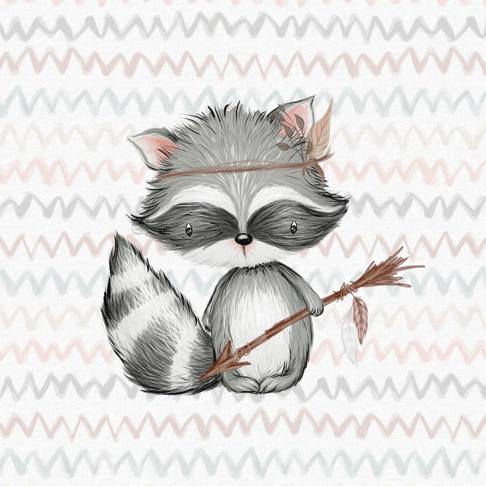 Image with loop-knit panel 40x50 cm - raccoon 250 g/m² – available at Šarlotes audumi