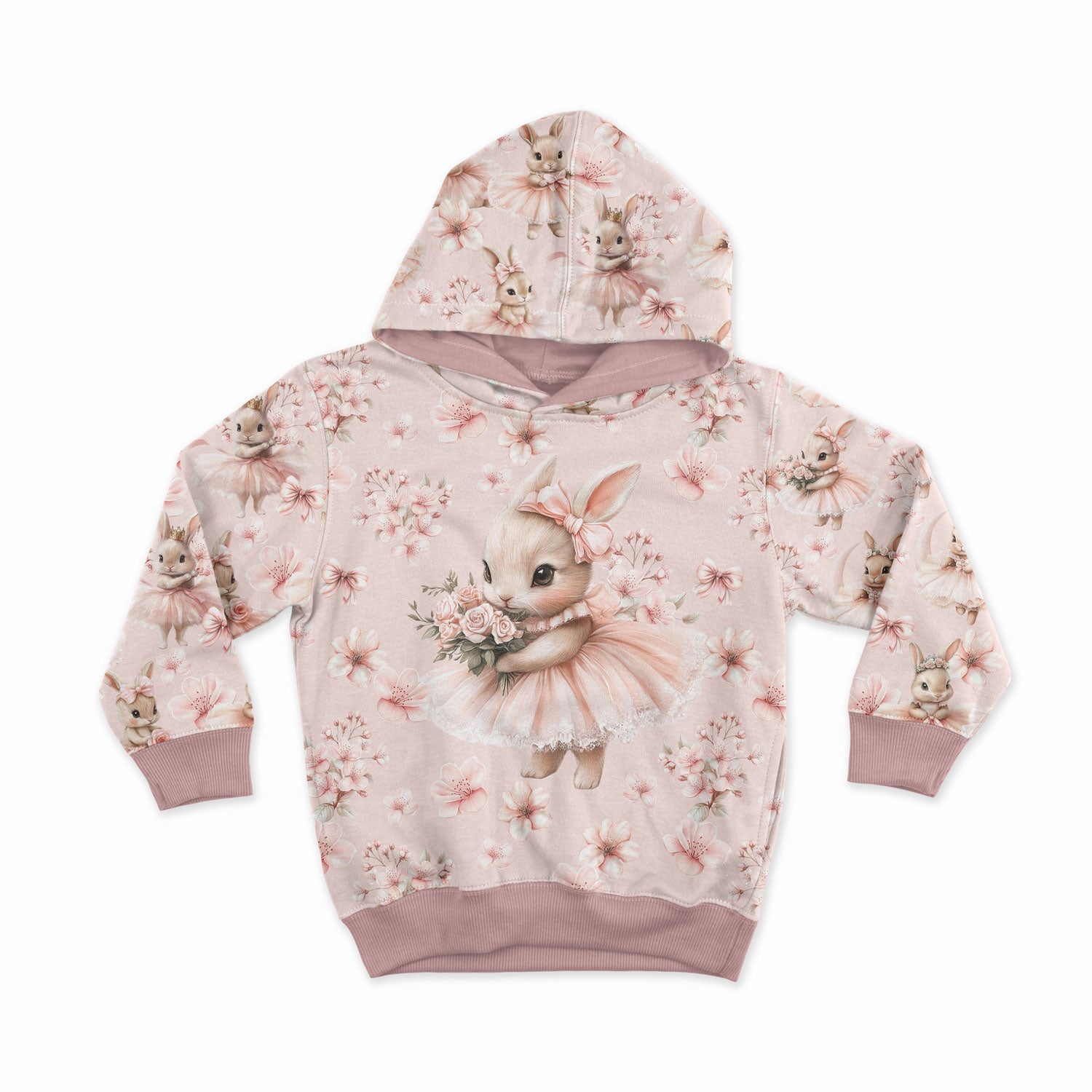 Image of loop-knit panel - ballerina bunny in flowers 250 g/m² | Design - 15 – available from Šarlotes audumi