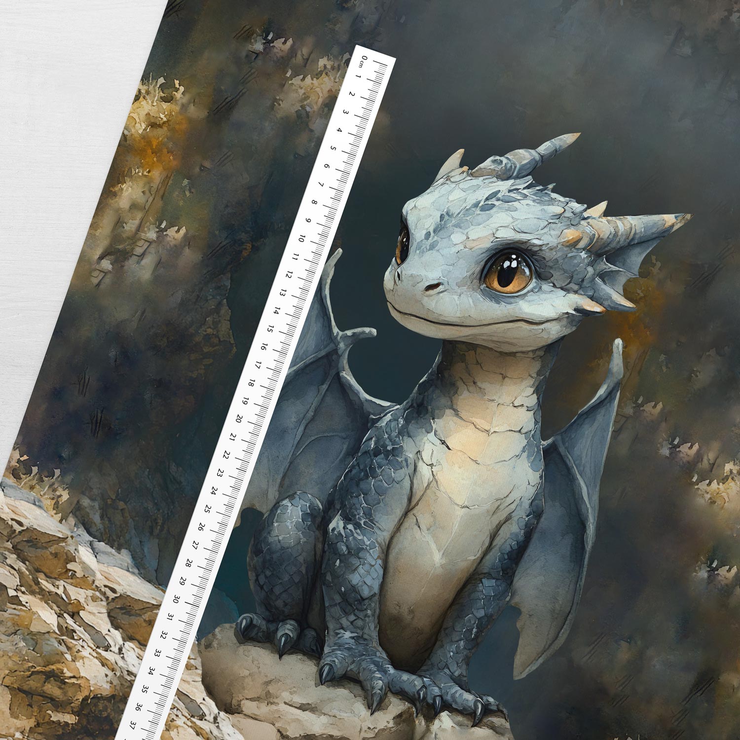 Image of loop-knit panel - little blue dragon 250 g/m² | Design - 14 – available at Šarlotes audumi