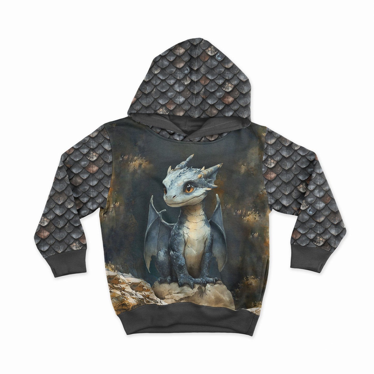 Image of loopback jersey panel - little blue dragon 250 g/m² | Design - 14 – available at Šarlotes audumi