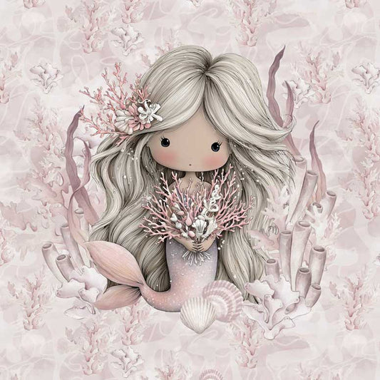 Image of loop-knit panel - pearl ocean mermaid 250 g/m² | Design - 16 – available at Šarlotes audumi
