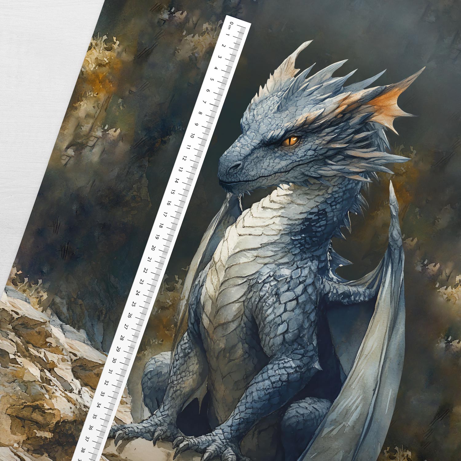 Image of loop-knit panel - blue dragon 250 g/m² | Design - 13 – available at Šarlotes audumi