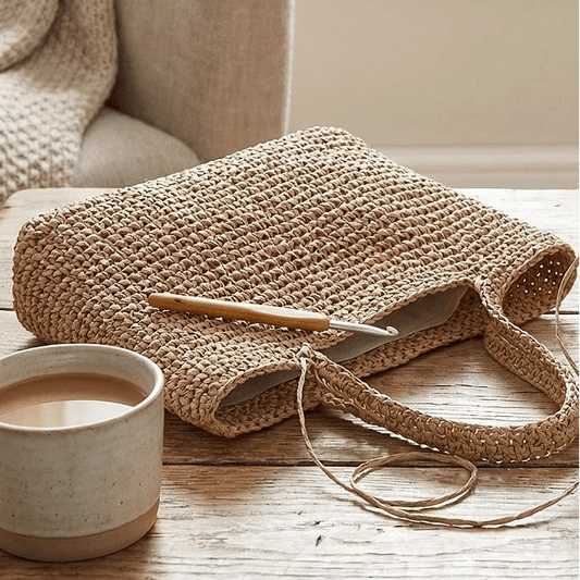 Image of natural raffia cord for knitting and crocheting Ø2 mm – available at Šarlotes audumi