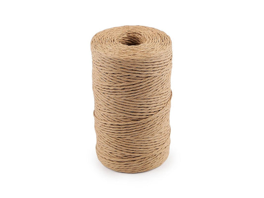 Image of natural raffia cord for knitting and crochet Ø2 mm – available at Šarlotes audumi