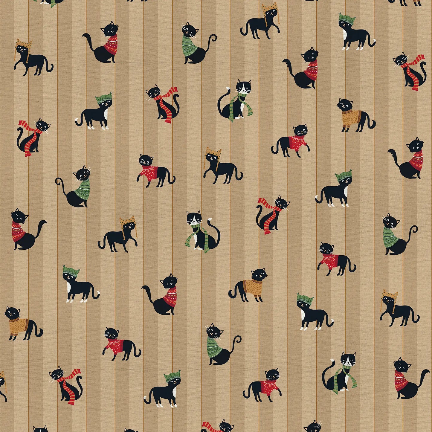 Canvas Fabric - Cats in Scarves