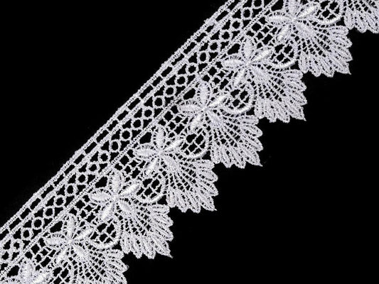 Image of Decorative lace ribbon 55 mm - white – available at Charlotte's Fabrics