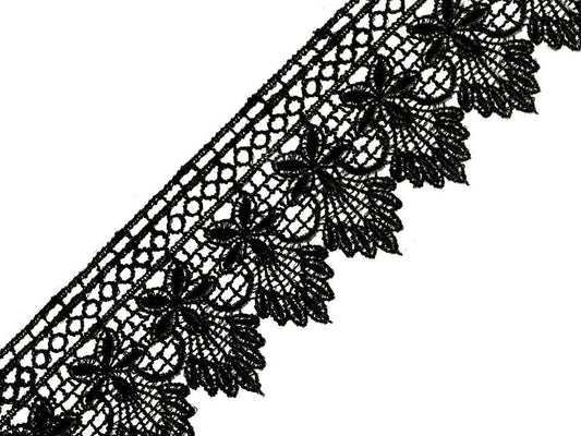 Image of Decorative lace ribbon 55 mm - black – available at Charlotte's fabrics