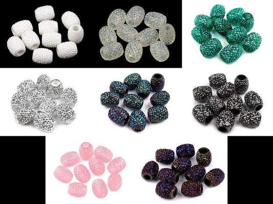 Image of Decorative shiny beads with a large hole 13×15 mm – available at Charlotte's Fabrics