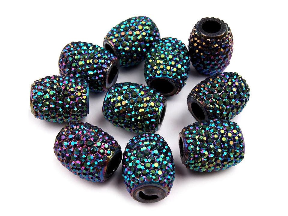 Image of decorative shiny beads with a large hole 13×15 mm – available at Šarlotes audumi