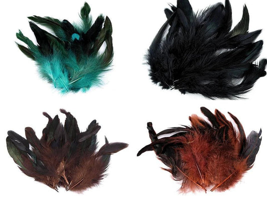 Image with decorative chicken feathers 6–20 cm, 20 pcs | assorted shades – available at Charlotte's Fabrics