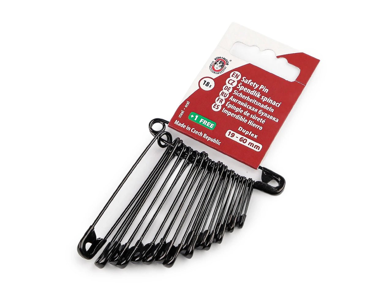 Image with a set of safety pins, various sizes – available at Charlotte's Fabrics