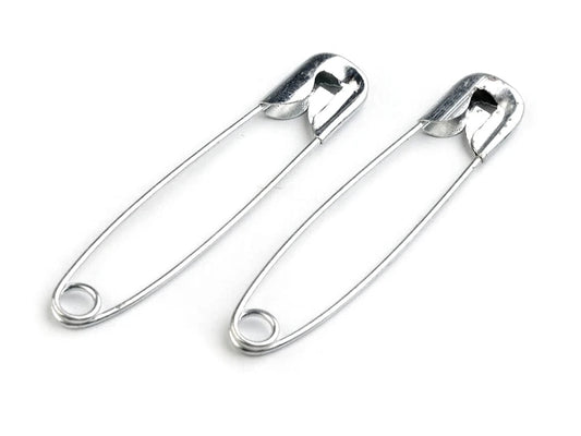 Image of safety pins, paper clips 45 mm - silver (pack of 10) – available at Šarlotes audumi