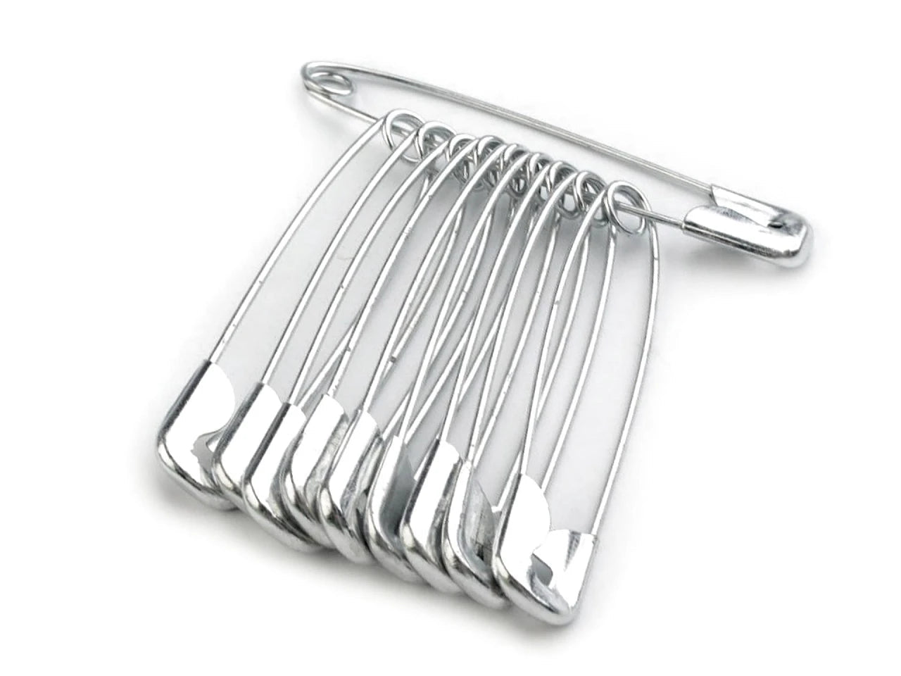 Image of safety pins, paper clips 45 mm - silver (pack of 10 pcs) – available at Šarlotes audumi