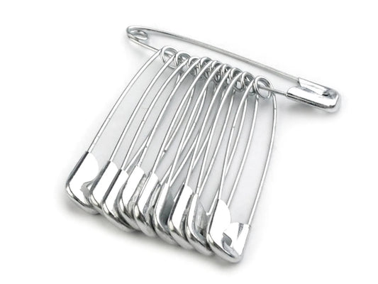 Image of safety pins, paper clips 45 mm - silver (pack of 10 pcs) – available at Šarlotes audumi
