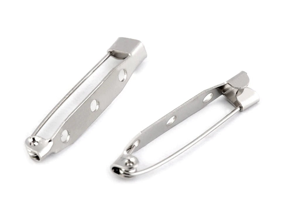 Safety pins, clips for making brooches 5x34 mm - silver (10 pcs per pack) (Copy)
