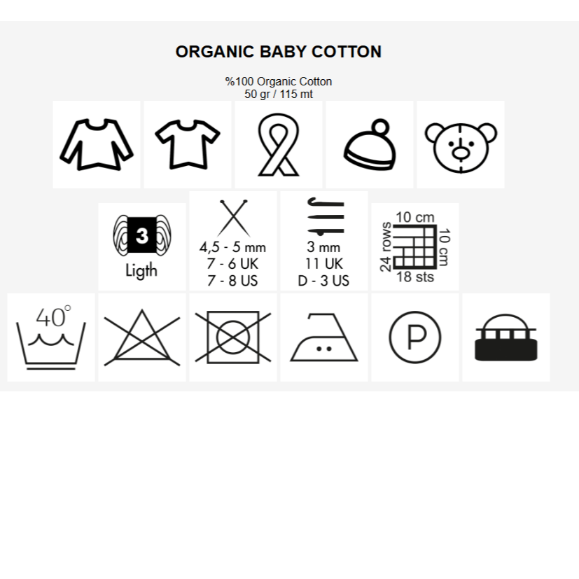 GAZZAL ORGANIC BABY COTTON yarn - 115m 50g
