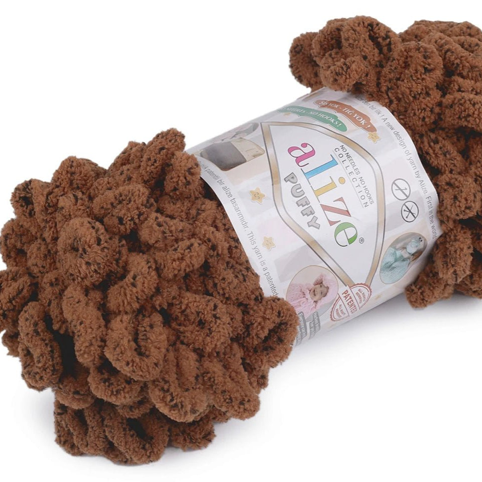 Alize Puffy yarn - brown 9 m 100g #321