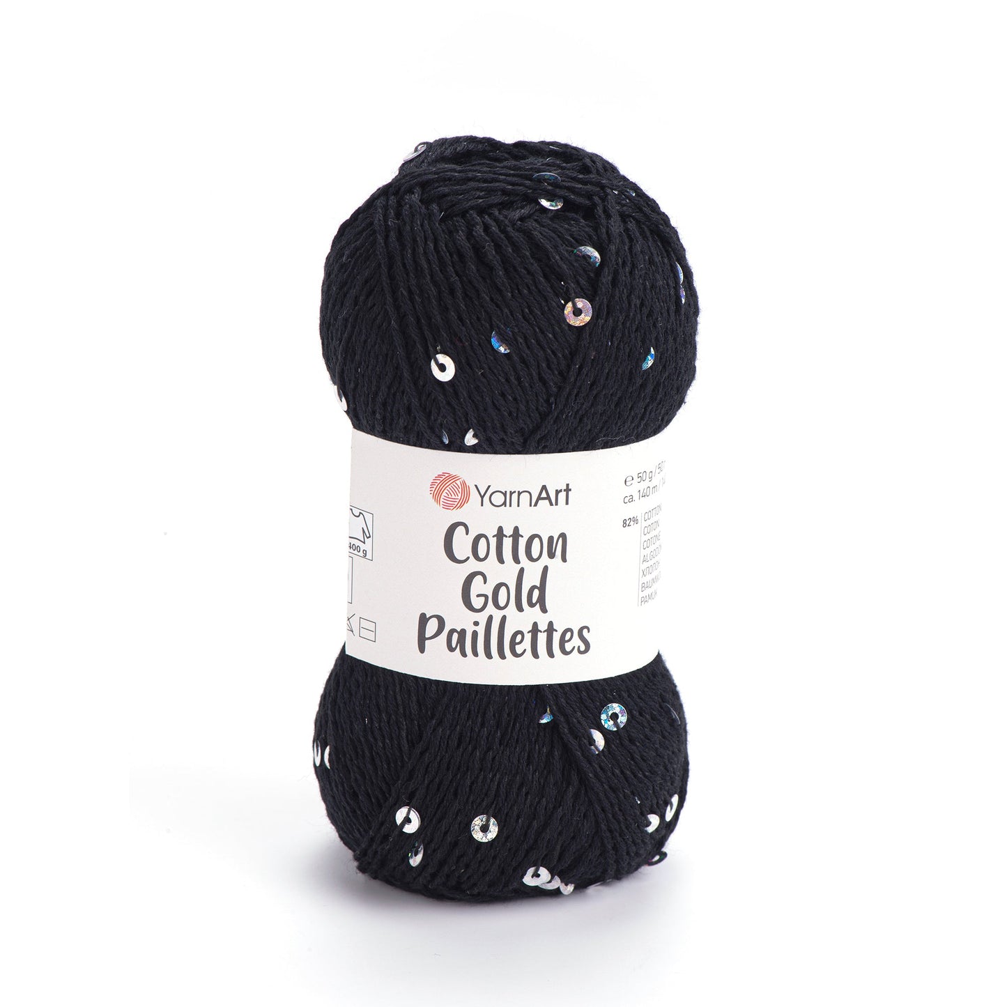 Image with YarnArt Cotton Gold Paillettes yarn with sequins - 50g / 140m – available at Šarlotes audumi