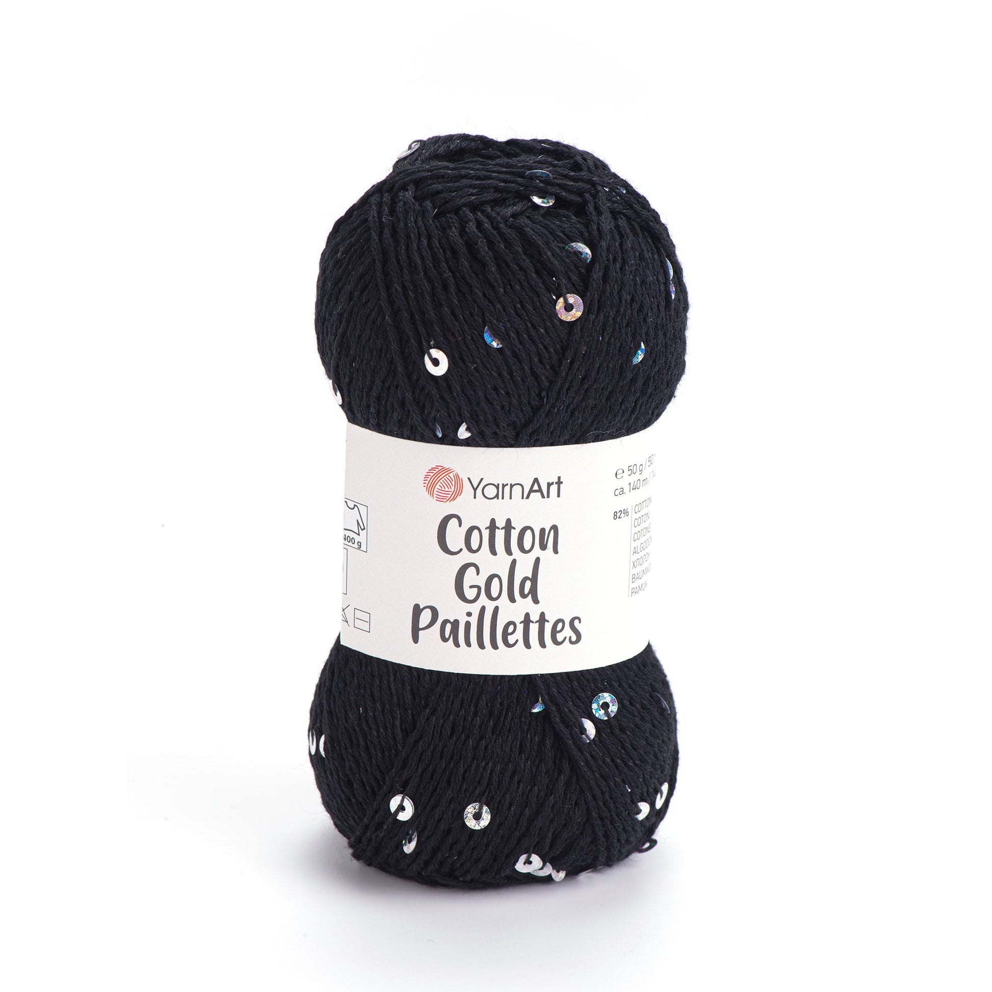 Image with YarnArt Cotton Gold Paillettes yarn with sequins - 50g / 140m – available at Šarlotes audumi