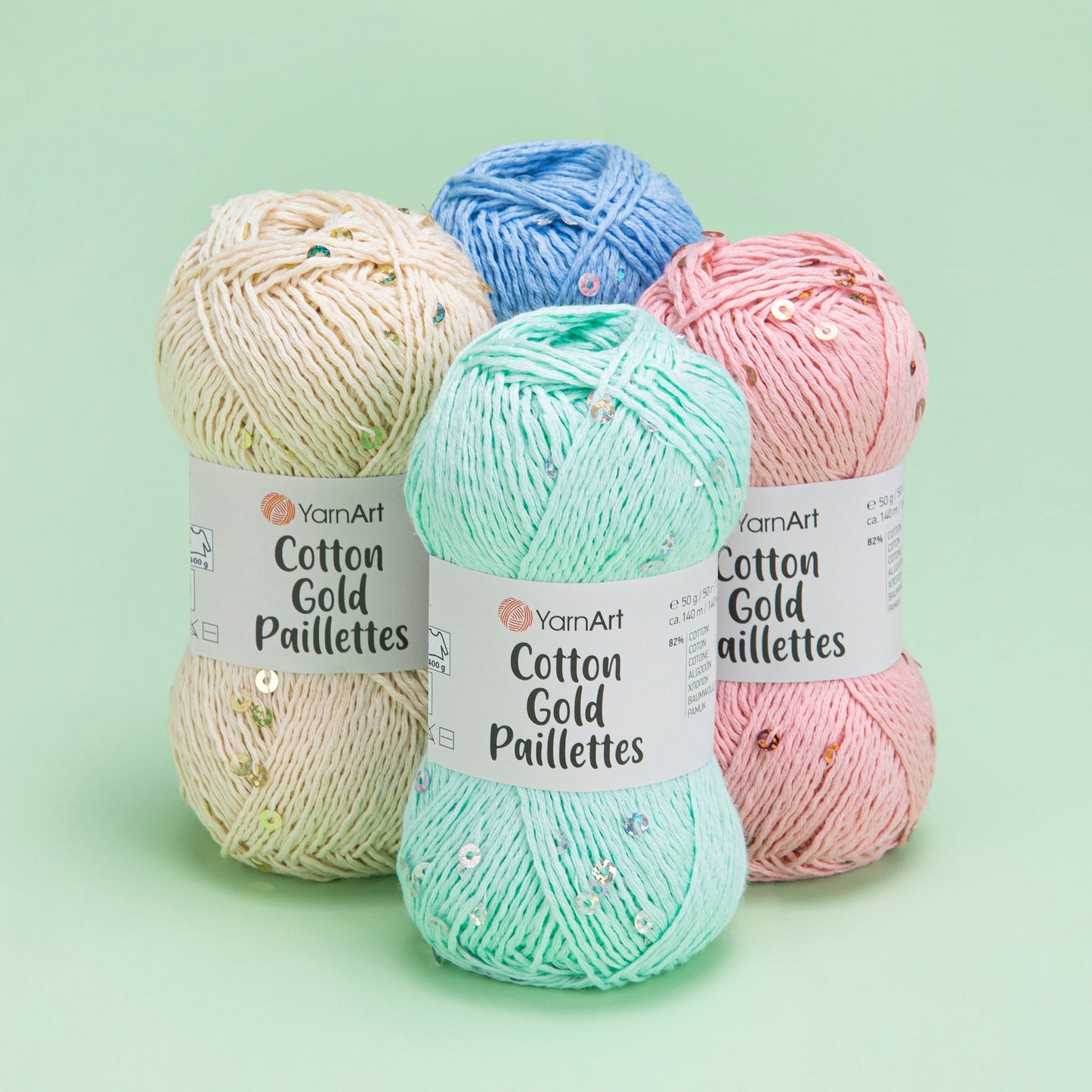 Image of YarnArt Cotton Gold Paillettes yarn with sequins - 50g / 140m – available at Šarlotes audumi