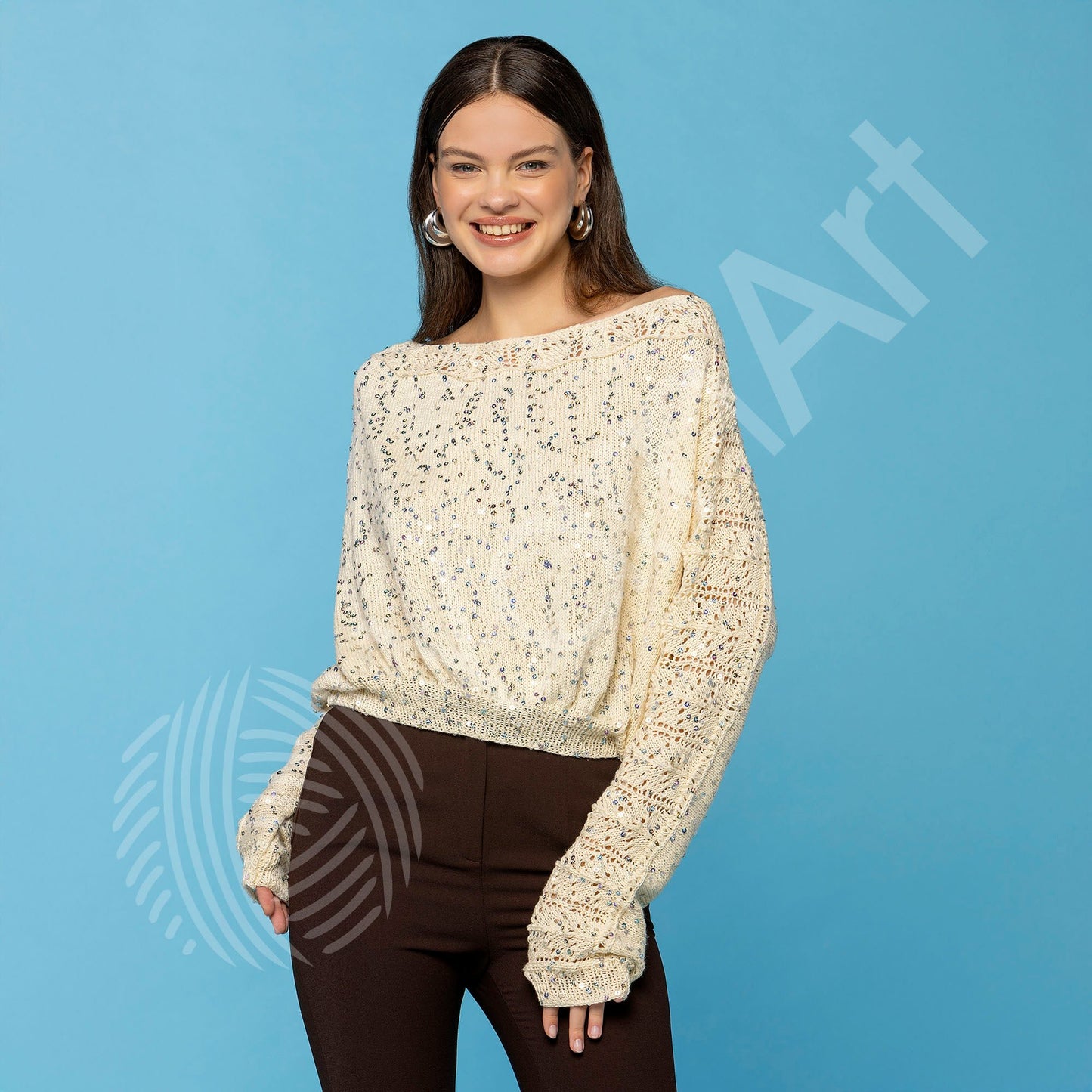 Image with YarnArt Cotton Gold Paillettes yarn with sequins - 50g / 140m – available at Charlotte's Fabrics