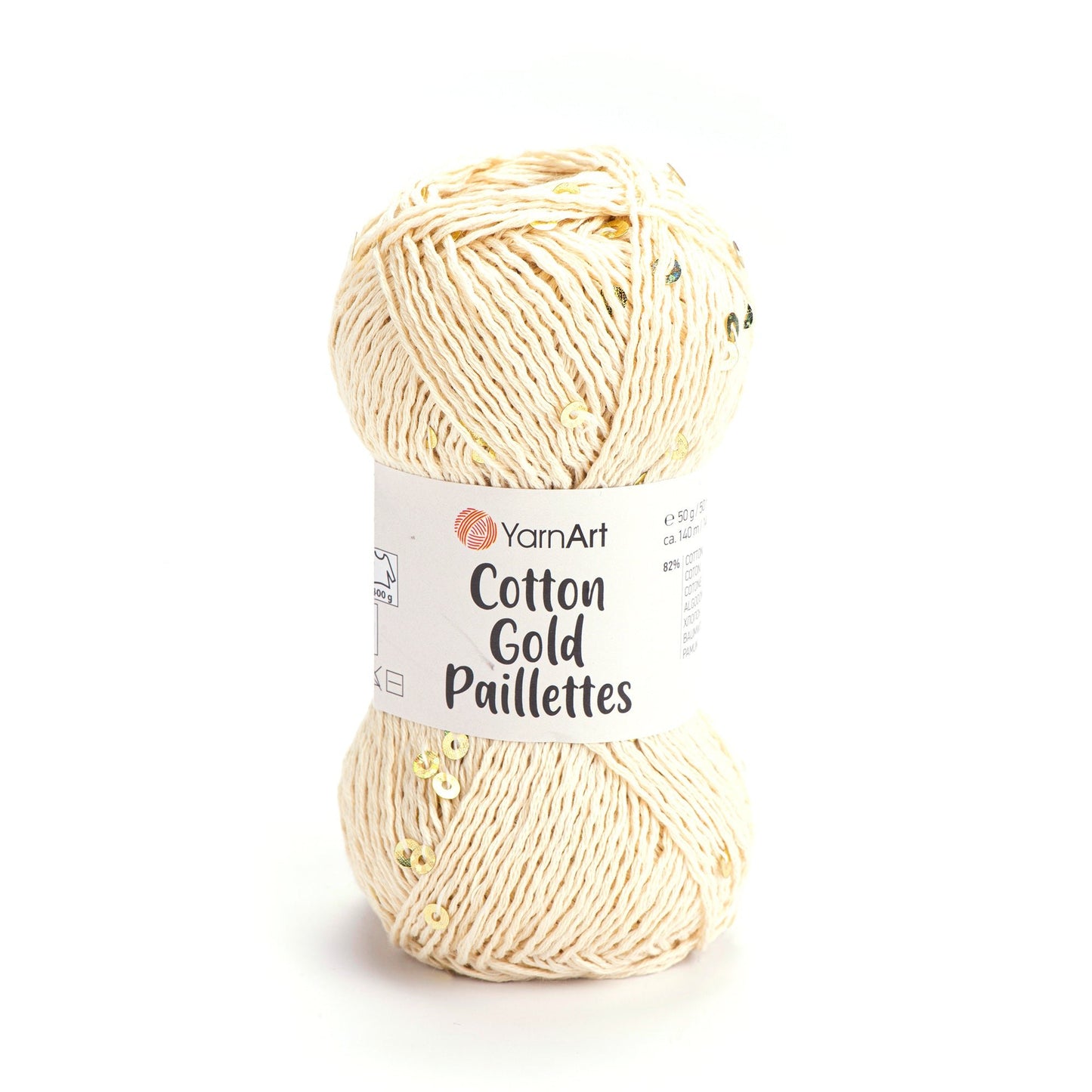 alt
Image of YarnArt Cotton Gold Paillettes yarn with sequins - 50g / 140m – available at Šarlotes audumi