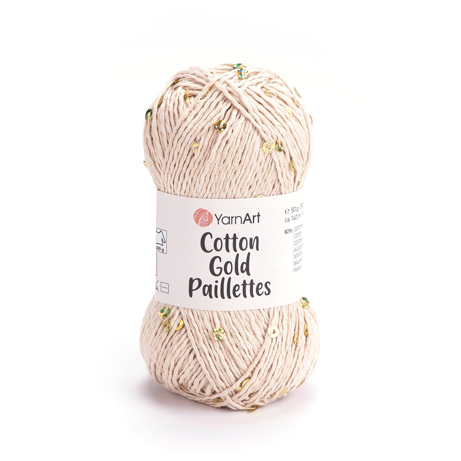 Image of YarnArt Cotton Gold Paillettes yarn with sequins - 50g / 140m – available at Šarlotes audumi