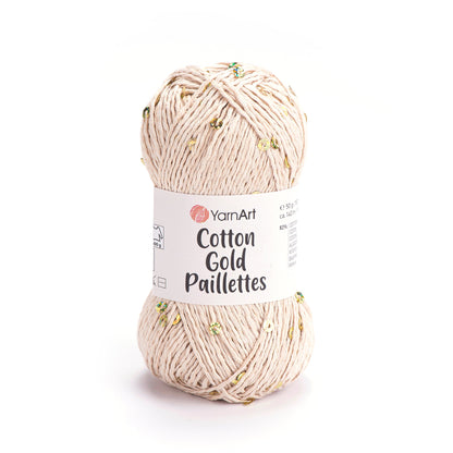 Image of YarnArt Cotton Gold Paillettes yarn with sequins - 50g / 140m – available at Šarlotes audumi
