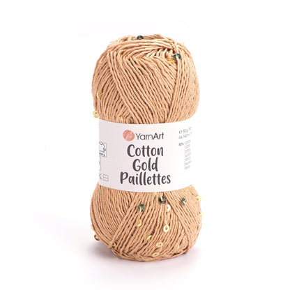 Image with YarnArt Cotton Gold Paillettes yarn with sequins - 50g / 140m – available at Charlotte's Fabrics