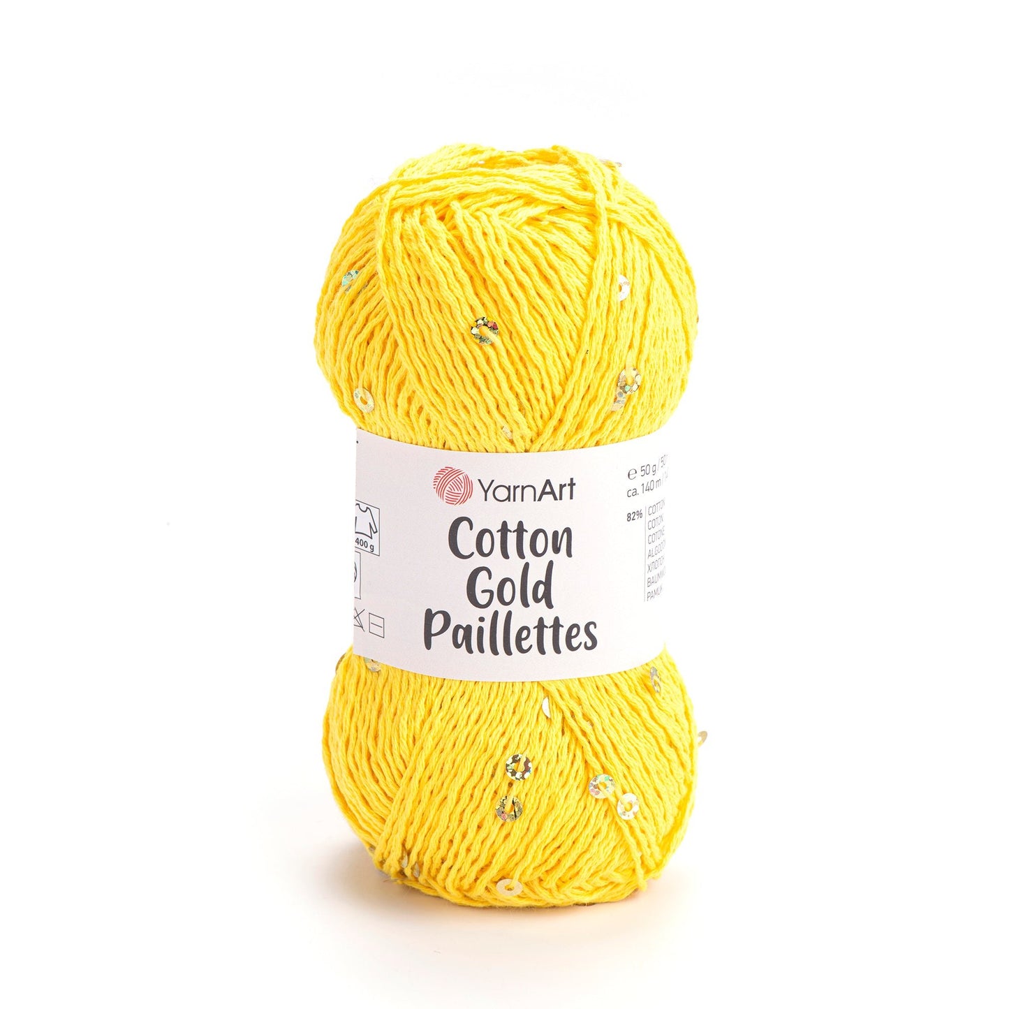alt
Image of YarnArt Cotton Gold Paillettes yarn with sequins - 50g / 140m – available at Charlotte's fabrics