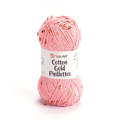 Image with YarnArt Cotton Gold Paillettes yarn with sequins - 50g / 140m – available at Šarlotes audumi