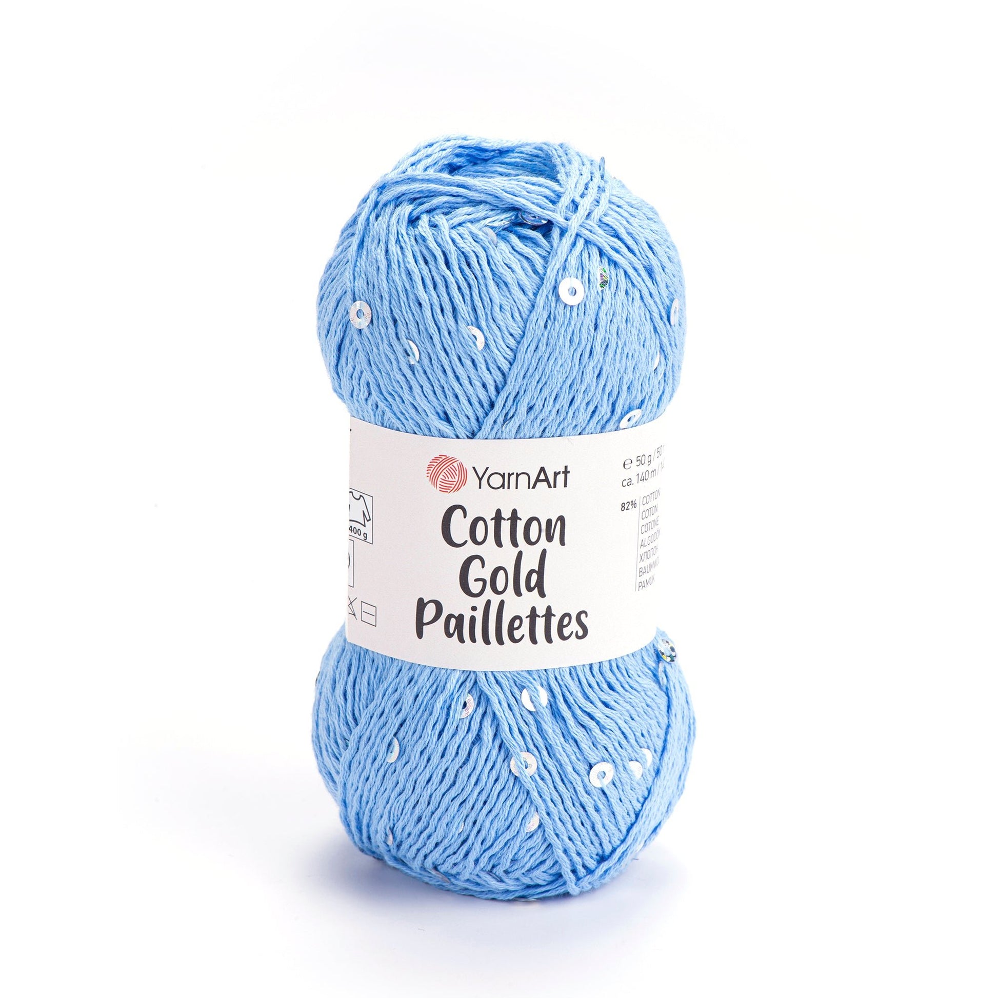 Image of YarnArt Cotton Gold Paillettes yarn with sequins - 50g / 140m – available at Šarlotes audumi