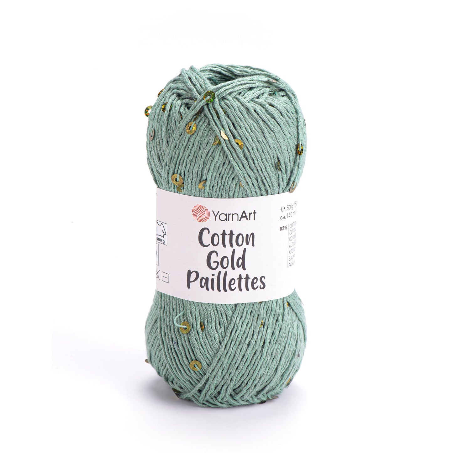 Image of YarnArt Cotton Gold Paillettes yarn with sequins - 50g / 140m – available at Šarlotes audumi