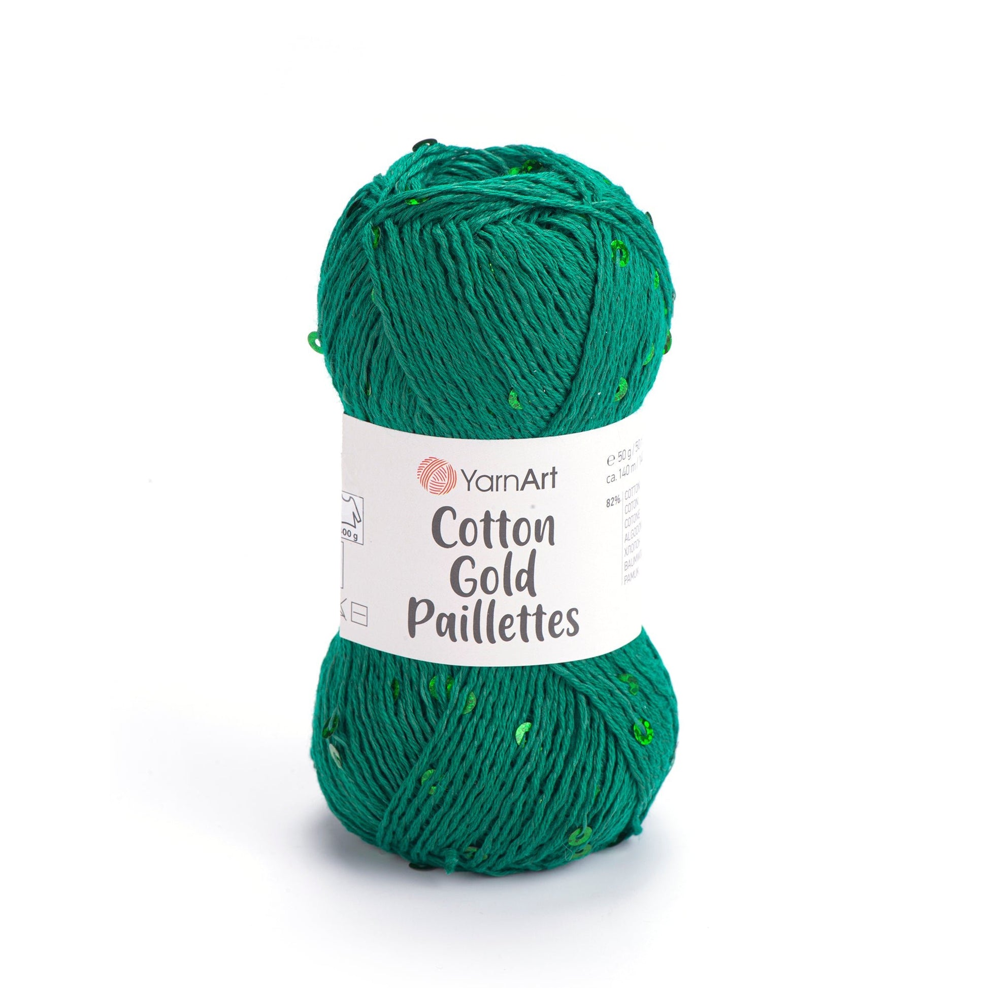 Image of YarnArt Cotton Gold Paillettes yarn with sequins - 50g / 140m – available at Šarlotes audumi