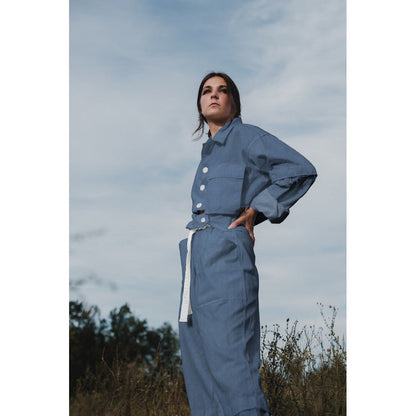 Blue denim fabric with elastane 200 g/m²