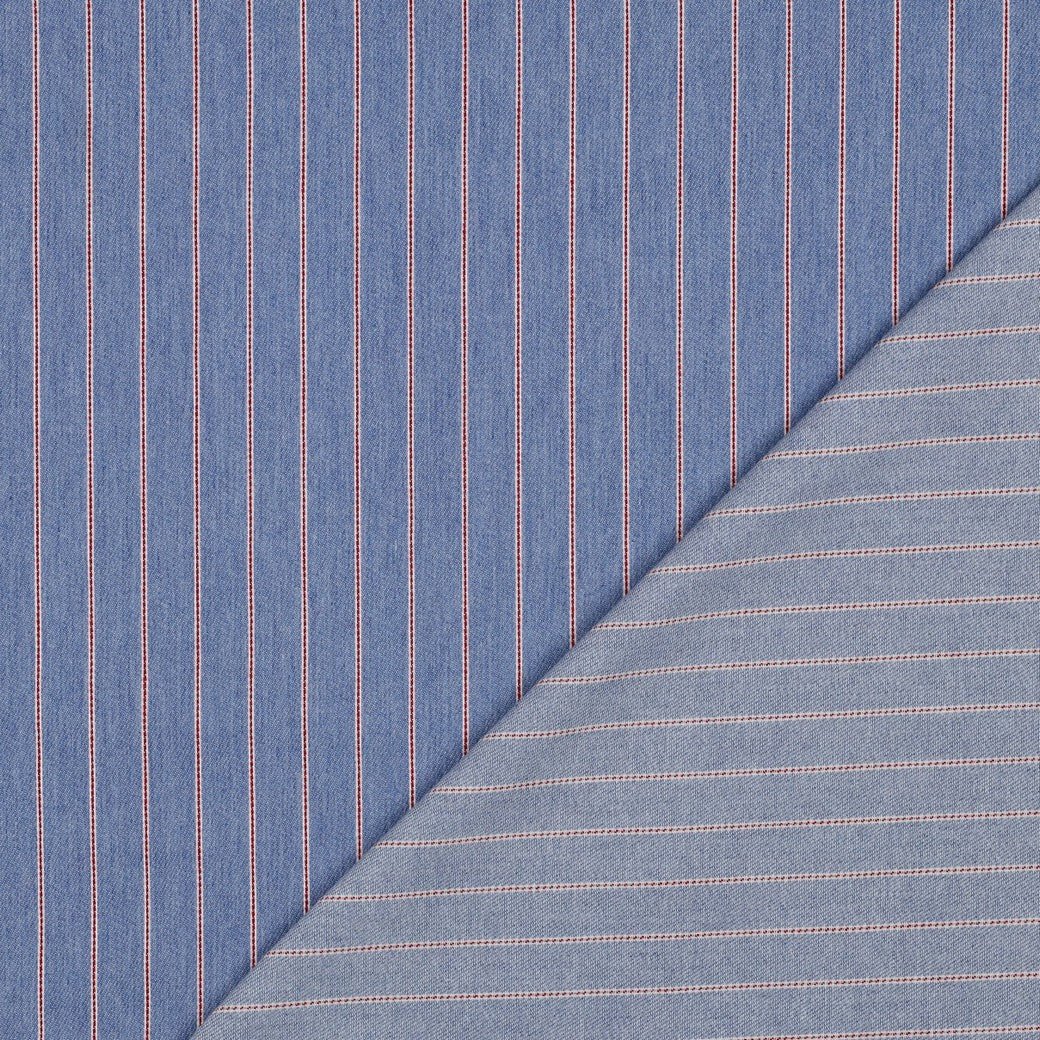 Image of striped denim fabric 190 g/m² – available at Charlotte’s Fabrics