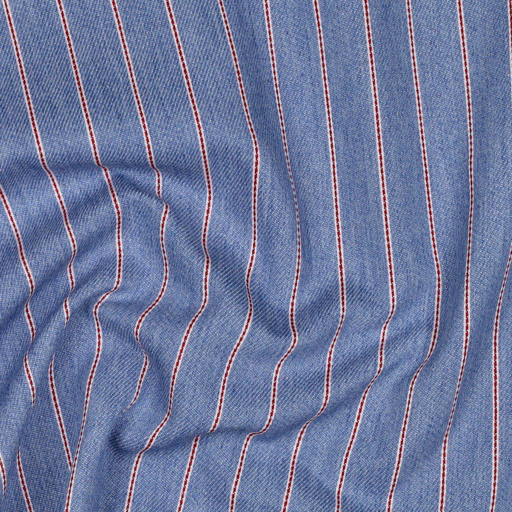 Image of striped denim fabric 190 g/m² – available at Charlote's fabrics