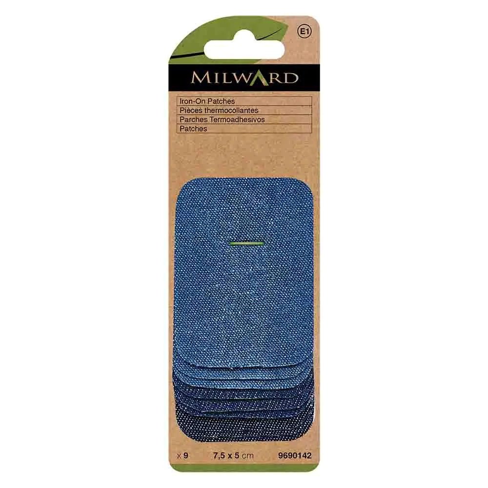 Iron-on denim patches for clothing, Milward 7.5x5cm - 9 pcs.