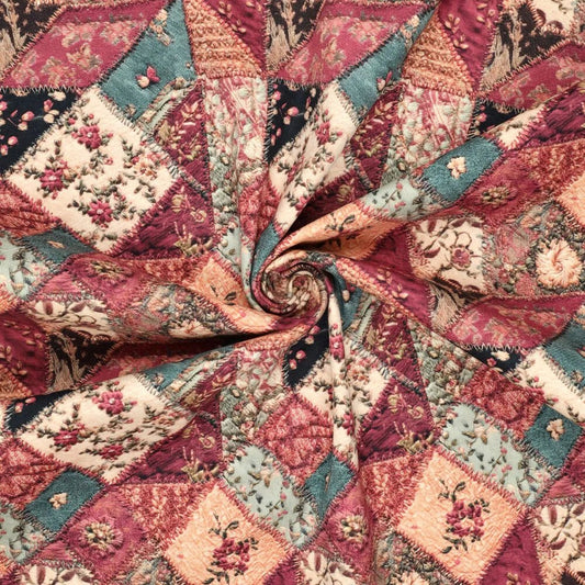 Image of denim rose patchwork cotton twill 295 g/m² – available at Šarlotes audumi