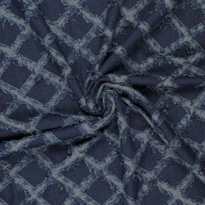 Image with denim fabric with elastane - decorative fringes 360 g/m² – available at Charlotte Fabrics