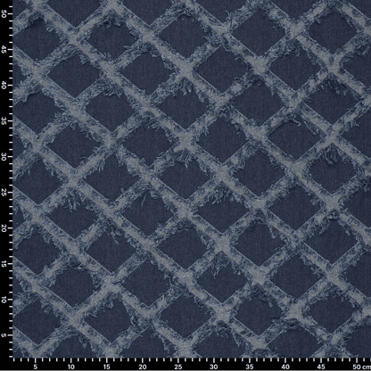 Image of denim fabric with elastane - decorative fringe 360 g/m² – available at Šarlotes Audumi