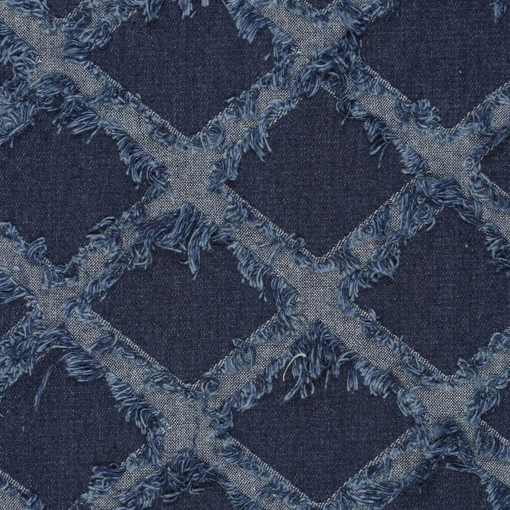 Image of denim fabric with elastane - decorative fringe 360 g/m² – available at Šarlotes audumi