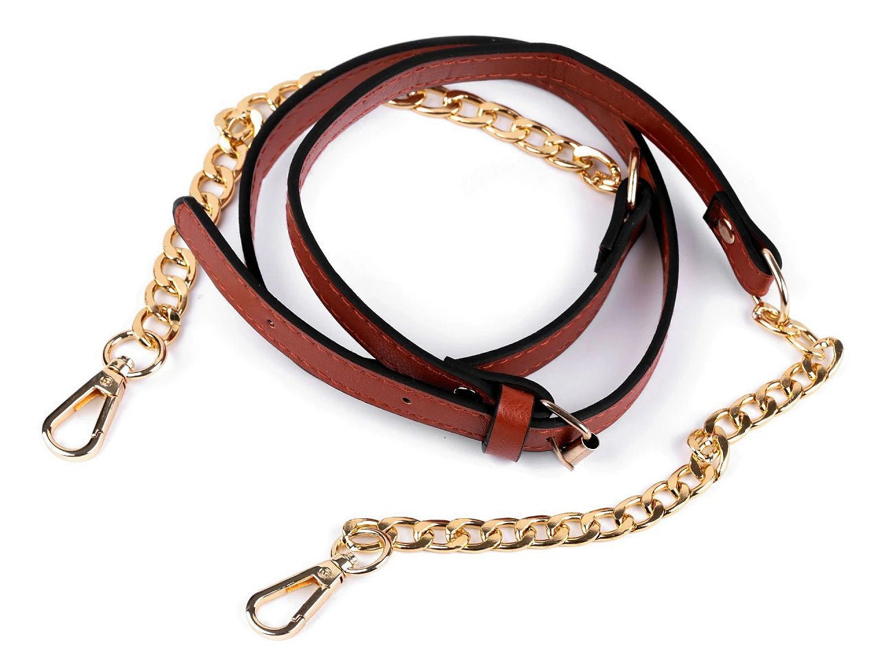 Eco-leather strap with chain and bag carabiners, length 115 - 130 cm | assorted colors (Copy)