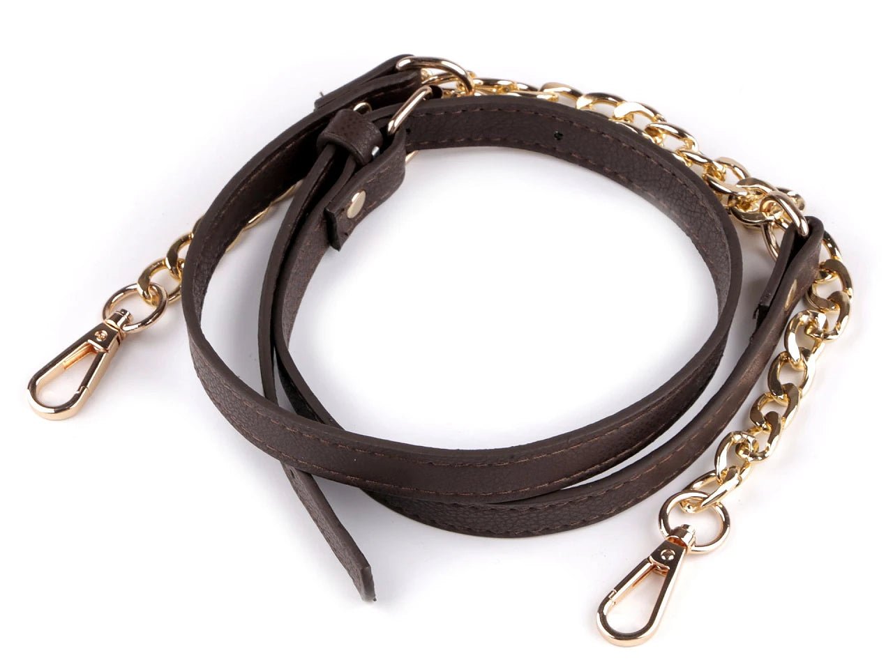 Eco-leather strap with chain and carabiners for bags, length 115 - 130 cm | various colors (Copy)